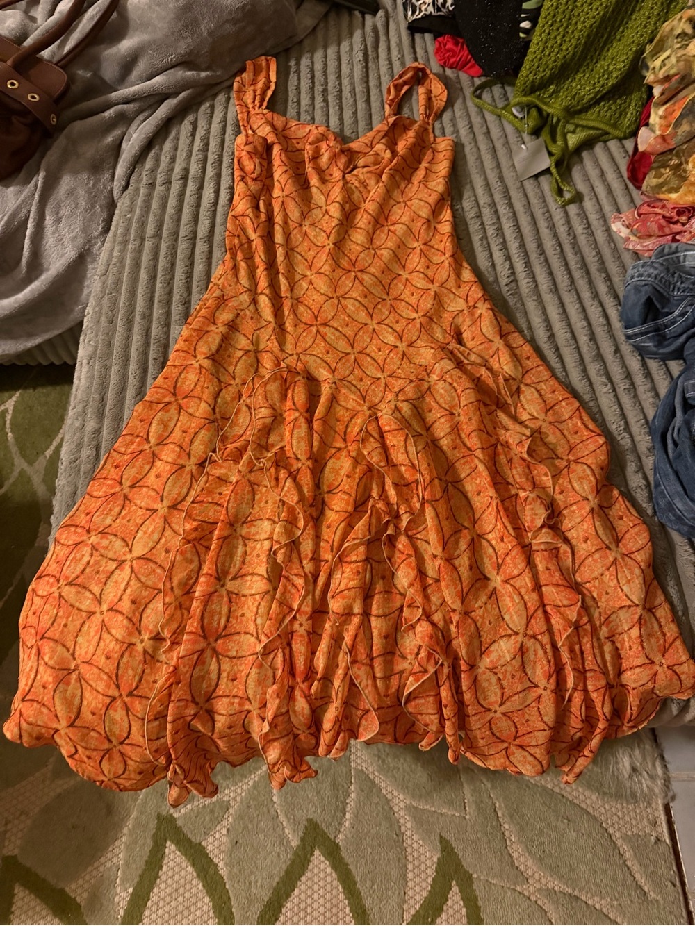 Bandolino Orange Geometric Print Maxi Dress